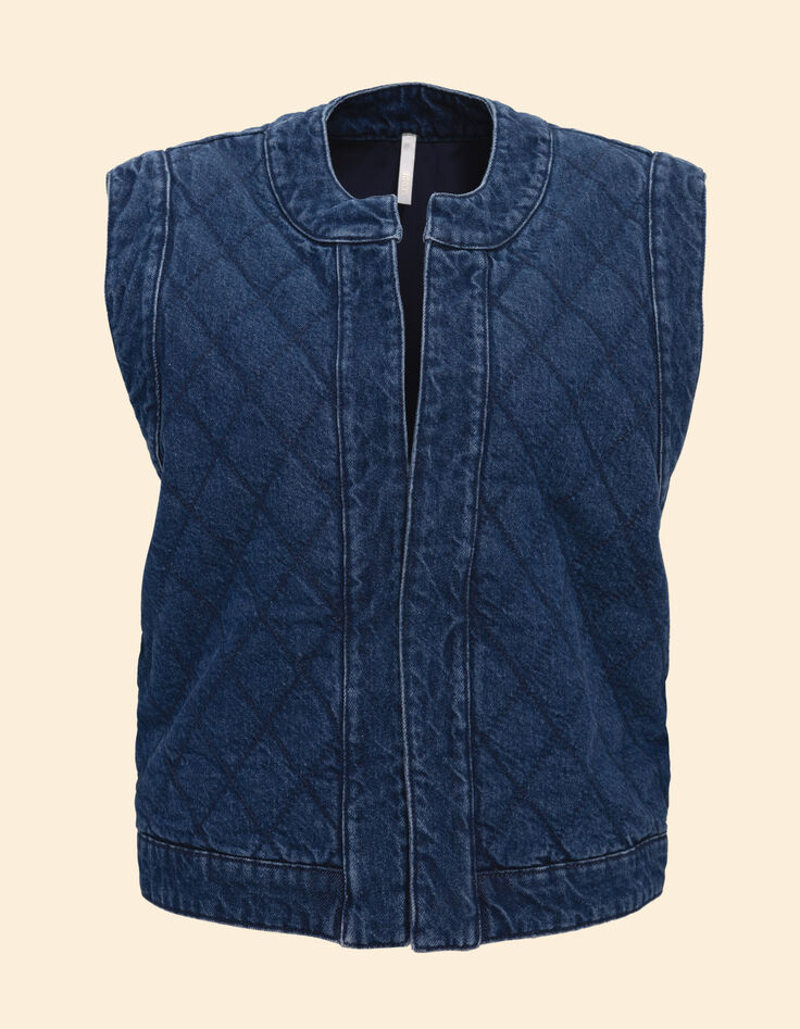 Blauw gewatteerd jeansjasje zonder mouwen I.Code-7