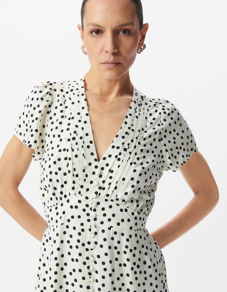 Wei&szlig;es Damenkleid mit Punkteprint-3