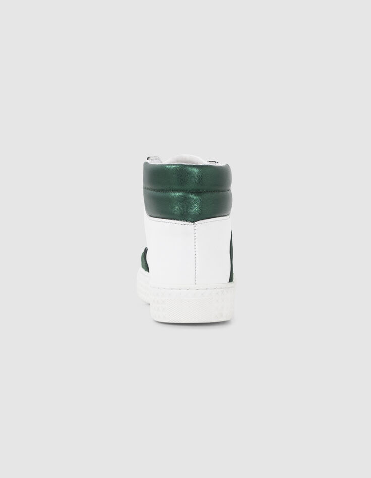 I.Code imperial green and white high-top trainers-3