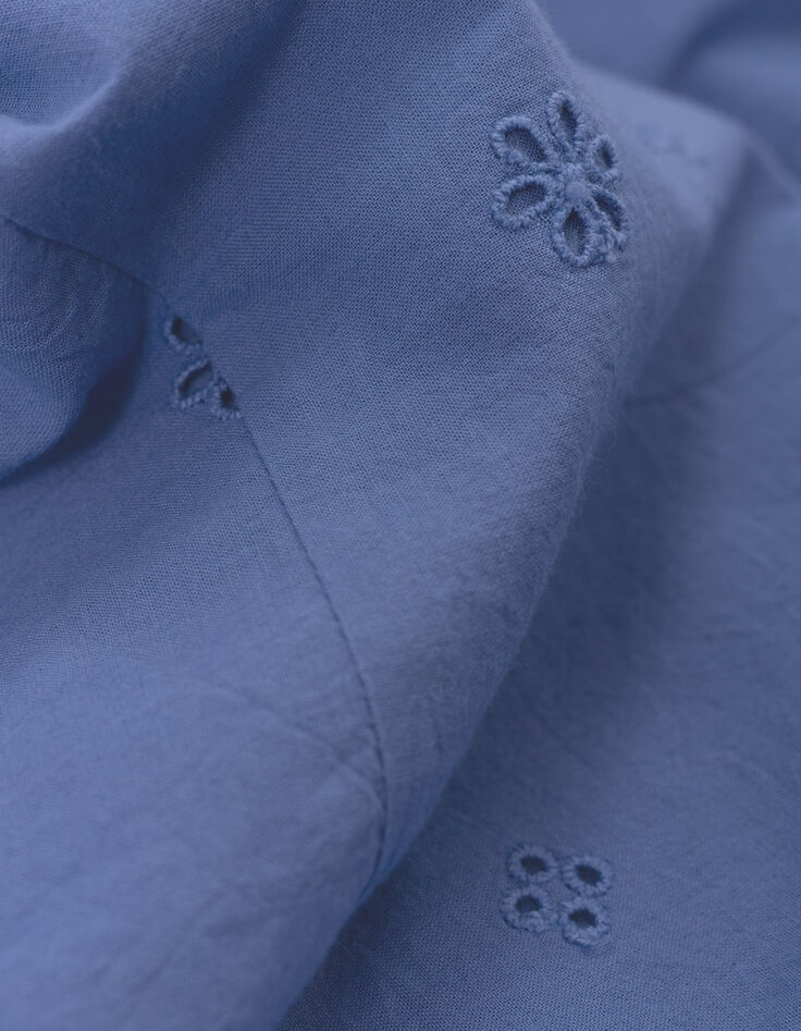 Blue top embroidery anglaise double-breasted buttoning I.Code-8