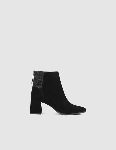 I.Code black suede leather heeled boots