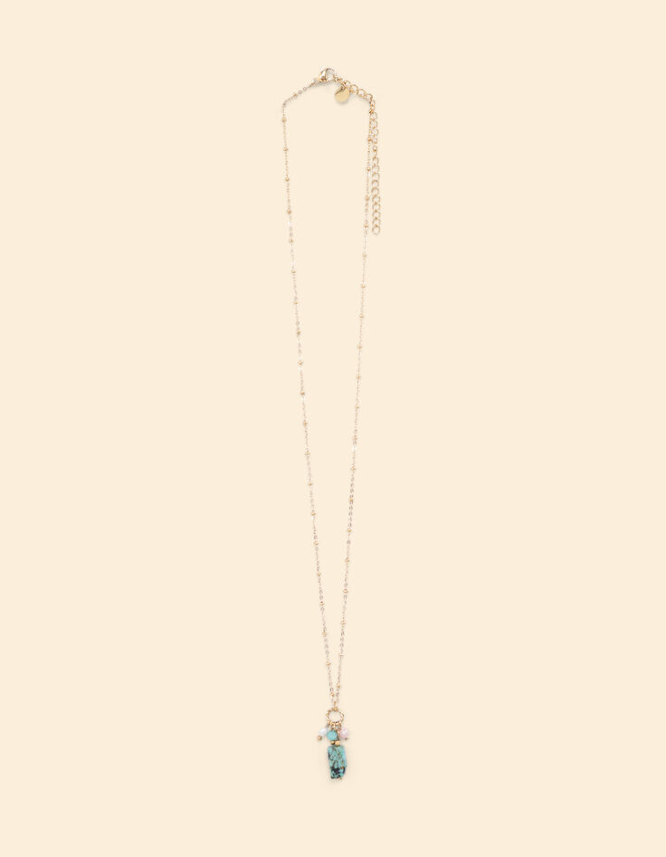 Collier métal jaune avec pendentif perles I.Code-3