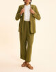 Ecru lurex krijtstreep motief pak broek I.Code-7