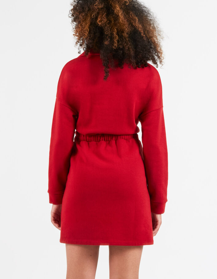 I.Code candy red zip-neck sweatshirt dress - I.CODE