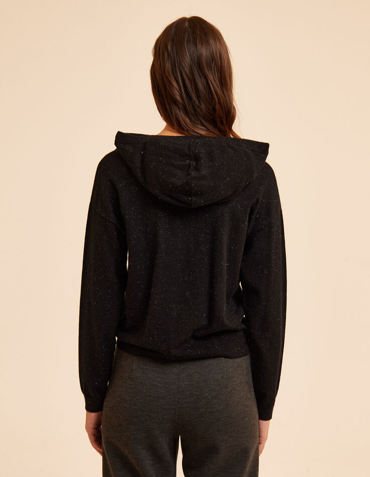 Zwarte gebreide trui met kap lurex I.Code-3 Zwarte gebreide trui met kap lurex I.Code-3