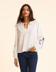 Blouse écrue maxi broderie fleurs I.Code-4