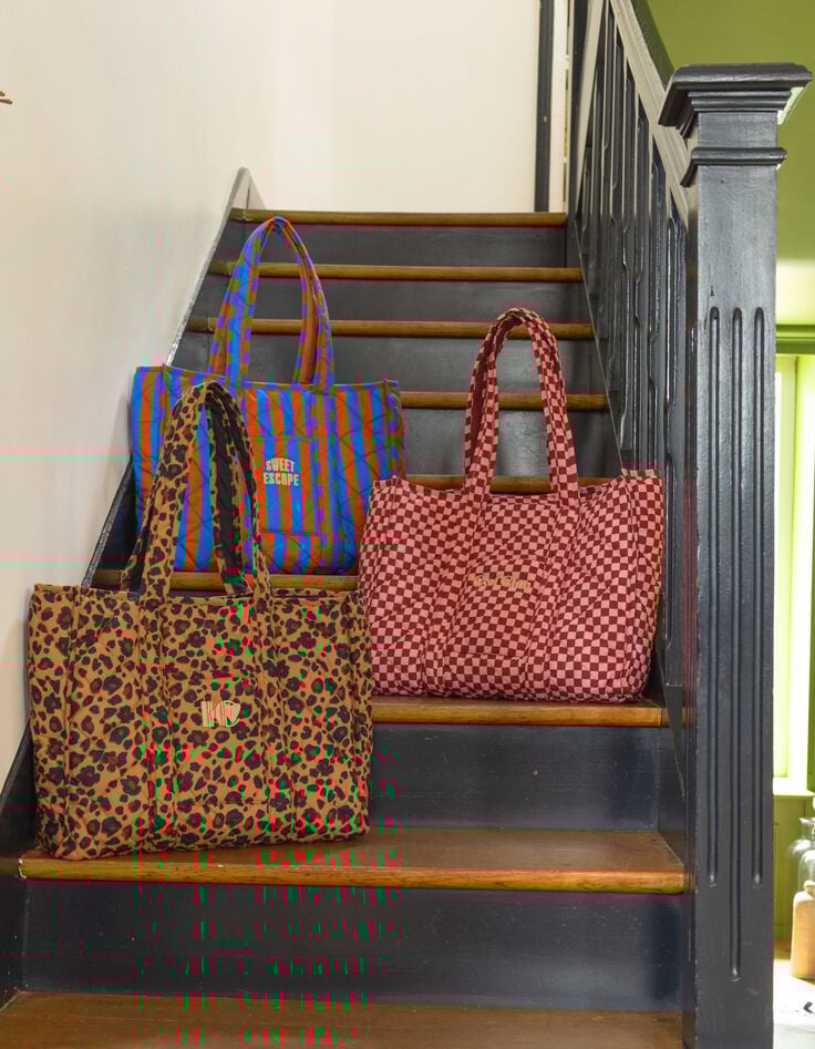 El bolso estampado azul rayas bordado mensaje I.Code-2