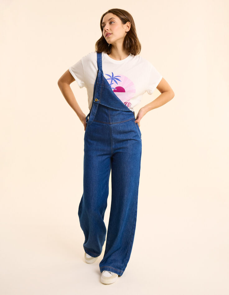 Salopette large en jean bleu foncé I.Code-3