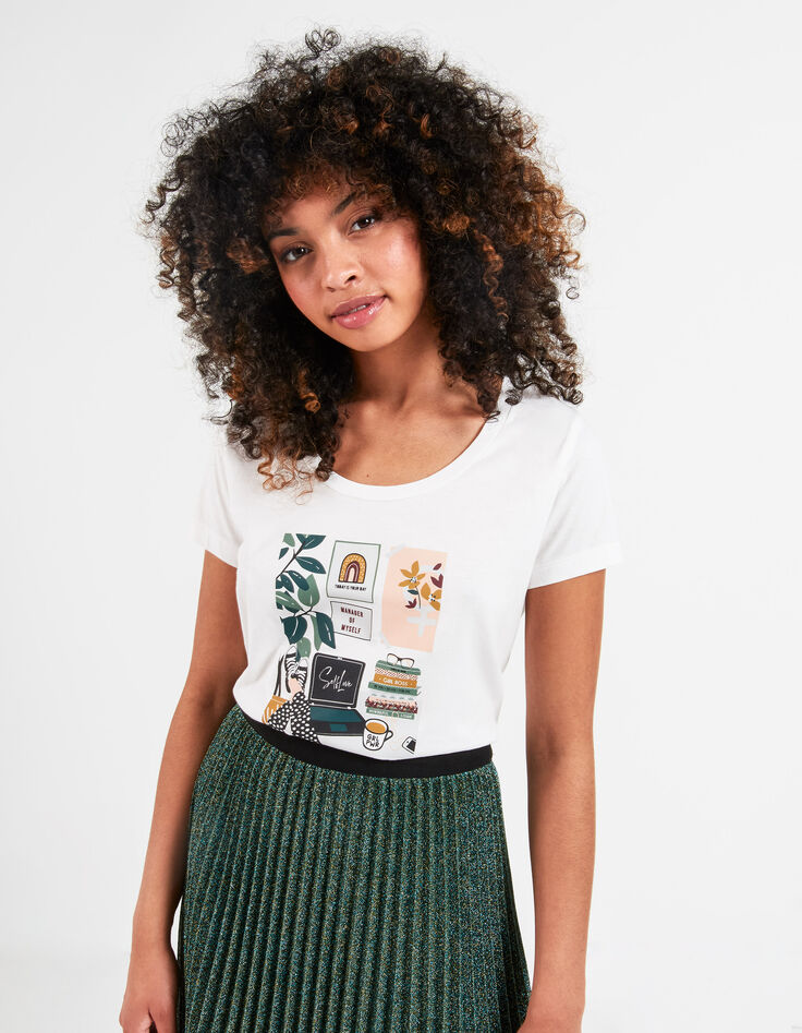 Tee-shirt blanc cassé bio visuel bureau I.Code -2