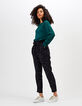 Smaragdgrüner Pullover mit Ajourmuster I.Code-6