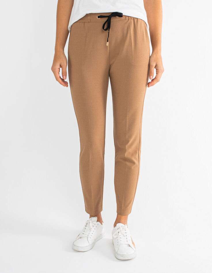 Pantalon city beige à taille élastiquée I.Code-1 Pantalon city beige à taille élastiquée I.Code-1