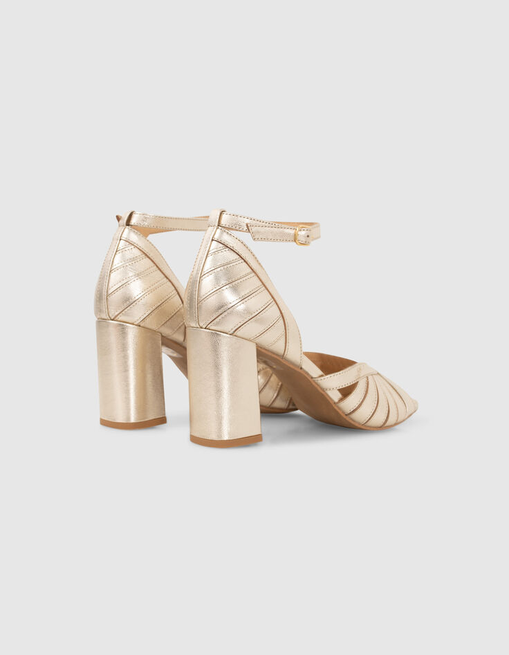 Sandales dorées en cuir à talon I.Code-5