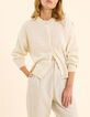 I.Code ecru knit cardigan with palm trees on back-2