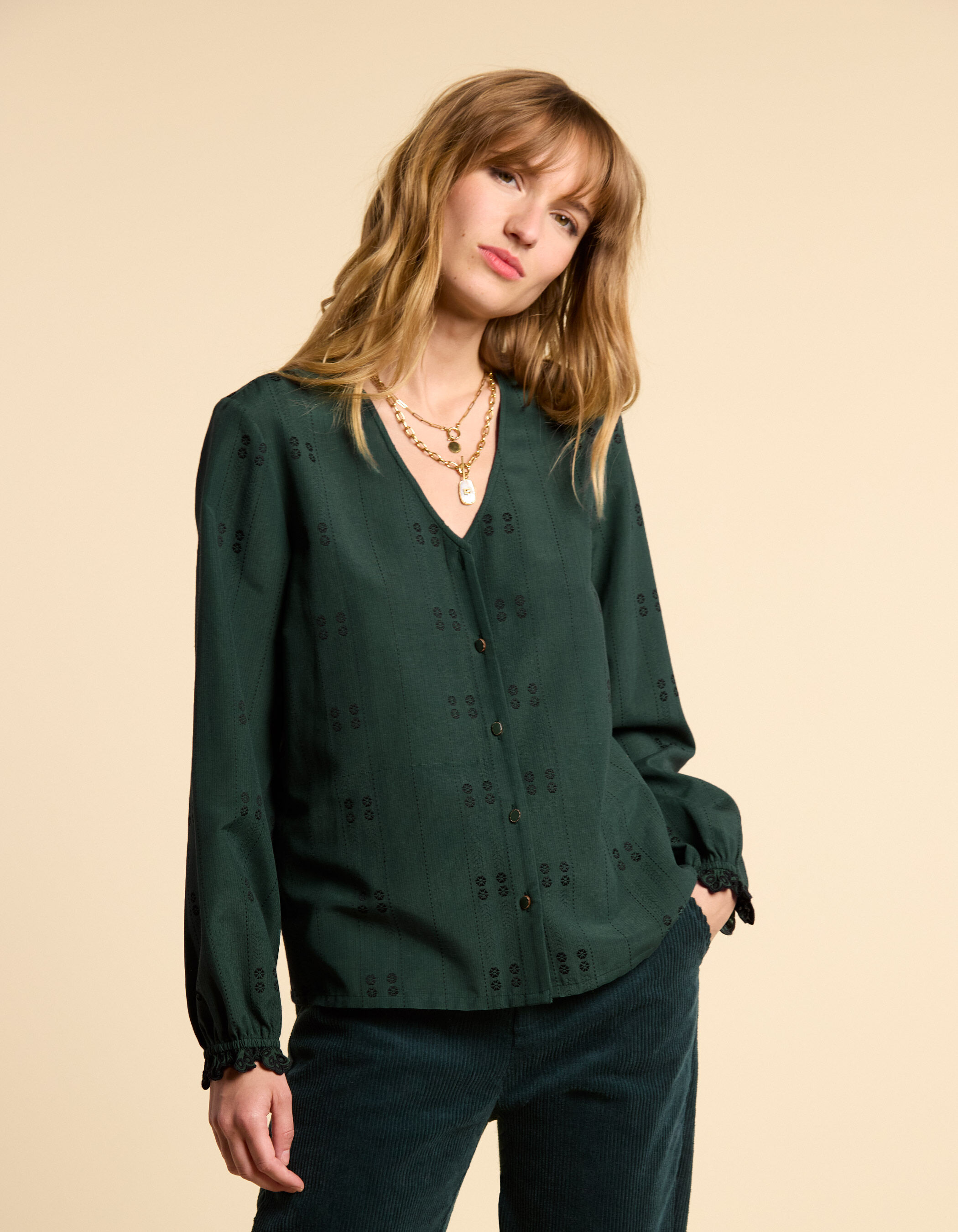Blusa verde noche bordada I.Code