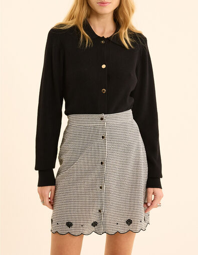 Zwart vest tricot polokraag I.Code