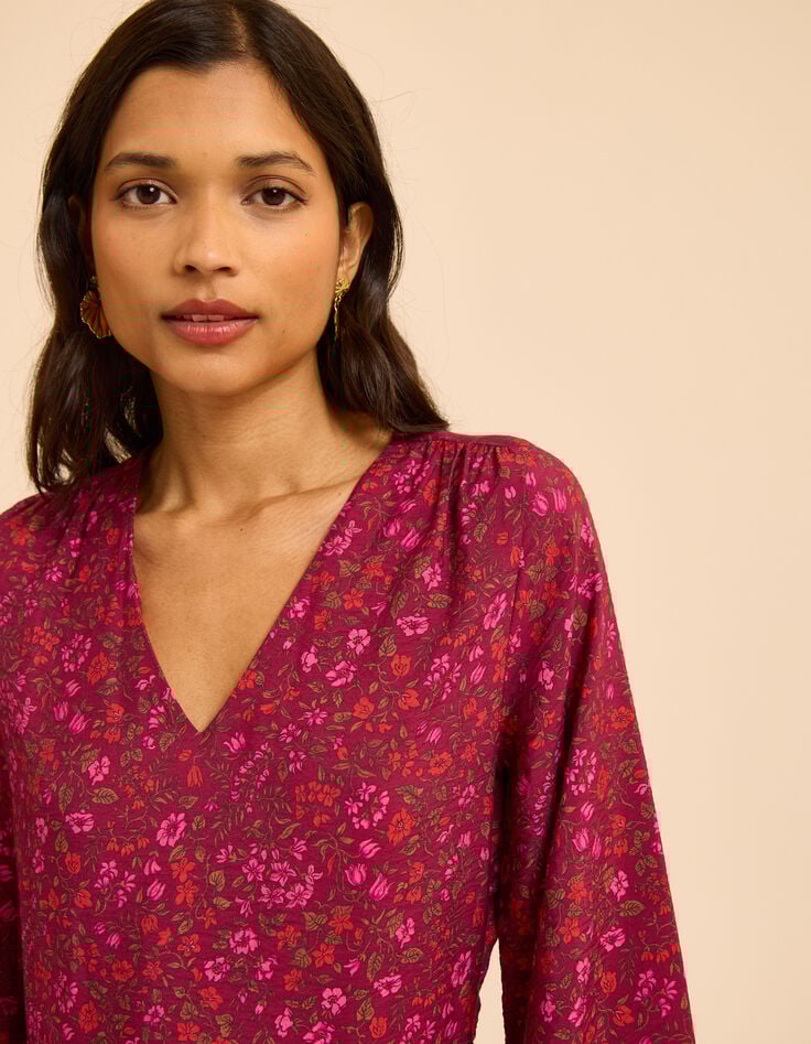 Roze jurk bloemenprint I.Code-5 Roze jurk bloemenprint I.Code-5