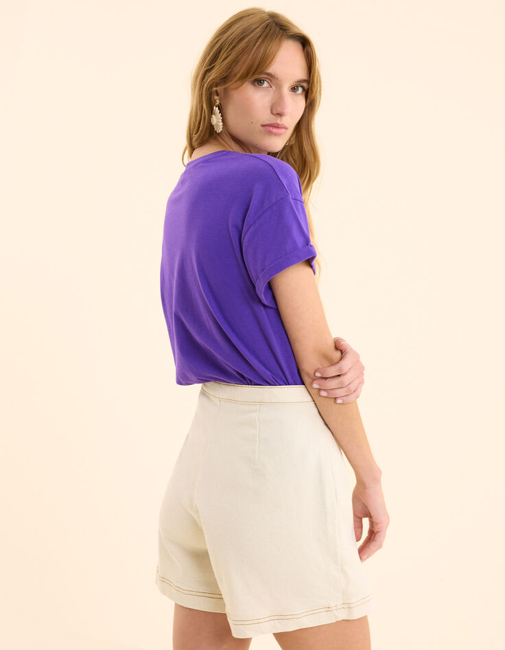 Falda pantalón vaquera crudo pespuntes ocre I.Code-5