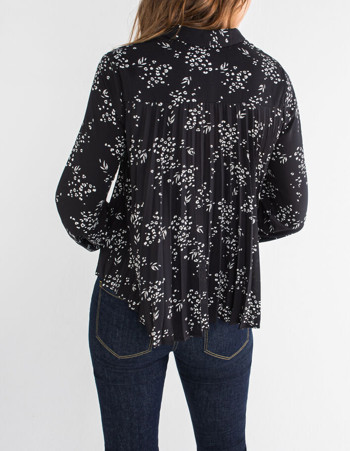 I.Code black shirt with floral leopard print - I.CODE
