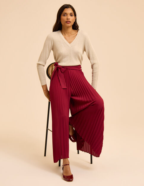 Pantalon large rose plissé I.Code