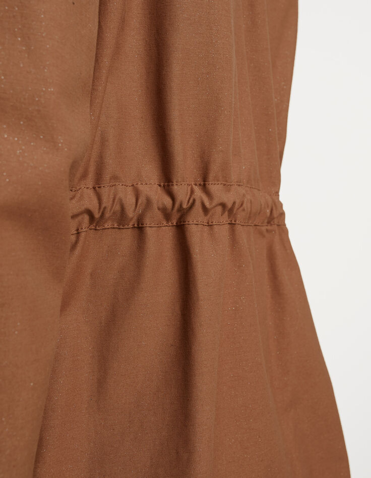 Parka 2 en 1 caramelo con plumas sin mangas I.Code-4