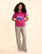 T-shirt rose message, rayures, cœurs I.Code-4