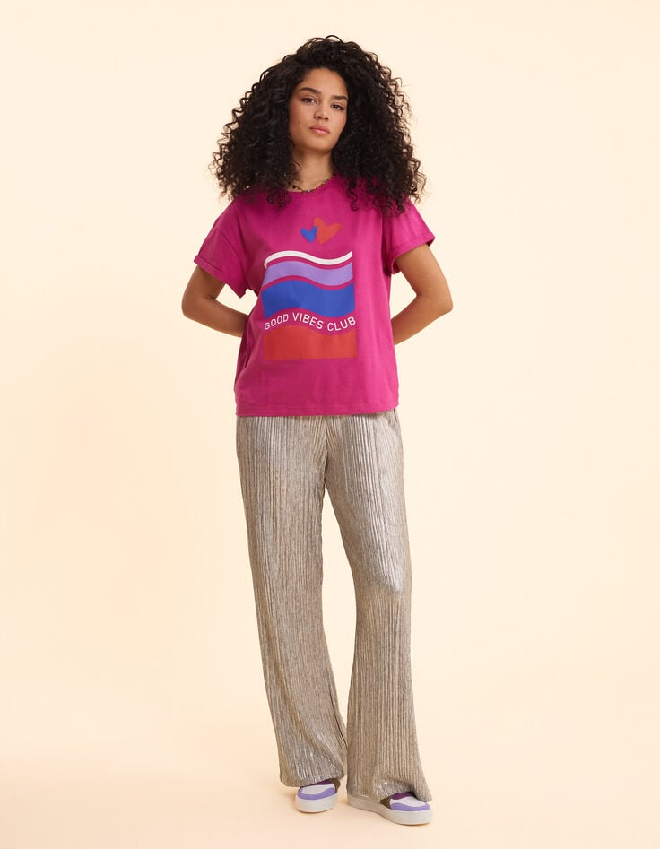 T-shirt rose message, rayures, cœurs I.Code-4 T-shirt rose message, rayures, cœurs I.Code-4