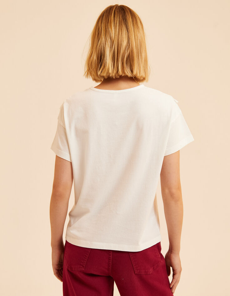T-shirt blanc à broderie florale I.Code-3 T-shirt blanc à broderie florale I.Code-3