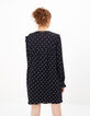 I.Code black dress with ruffles and white embroidery-3