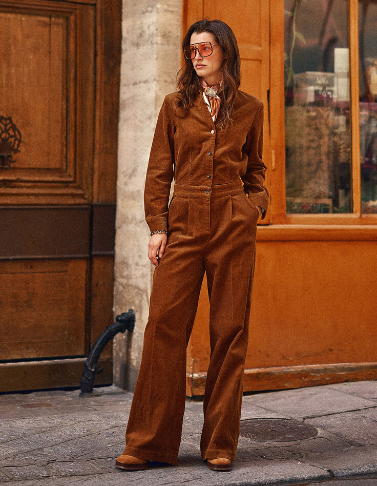 I.Code camel corduroy jumpsuit-1
