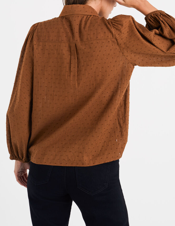 Camisa fauve rayas pliegues cosidos I.Code-3