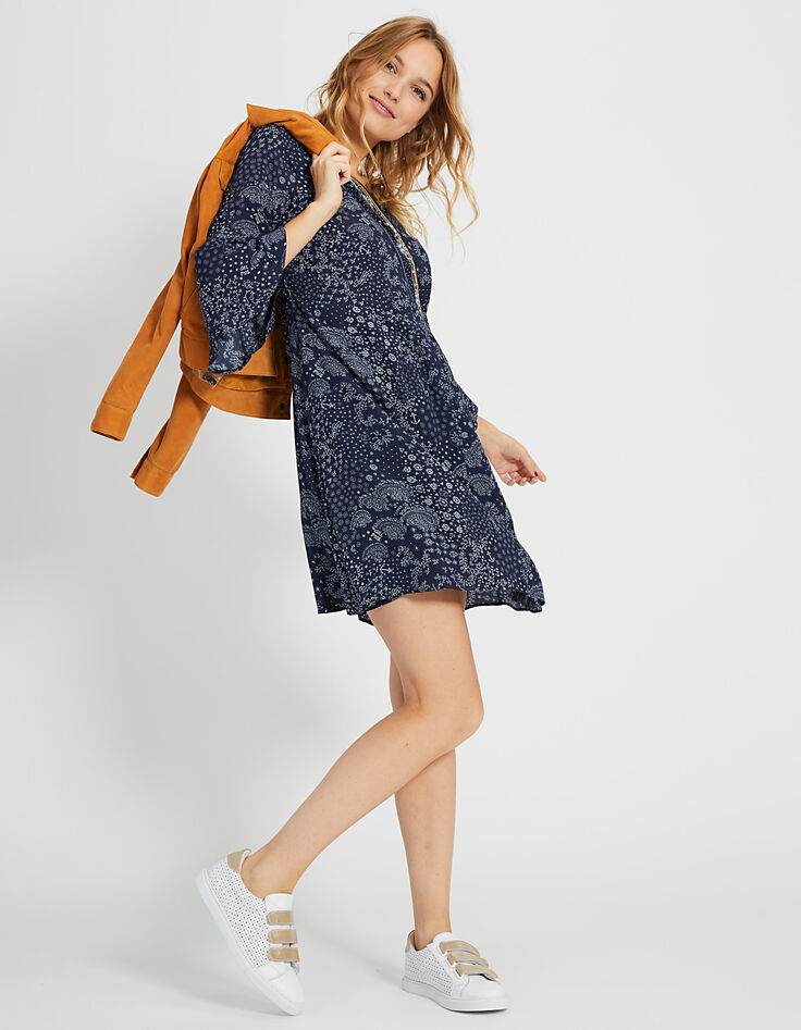 Robe marine imprimée foulard I.Code-6
