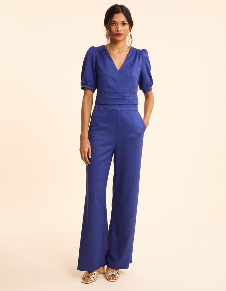Pantalon large bleu pailleté I.Code-2