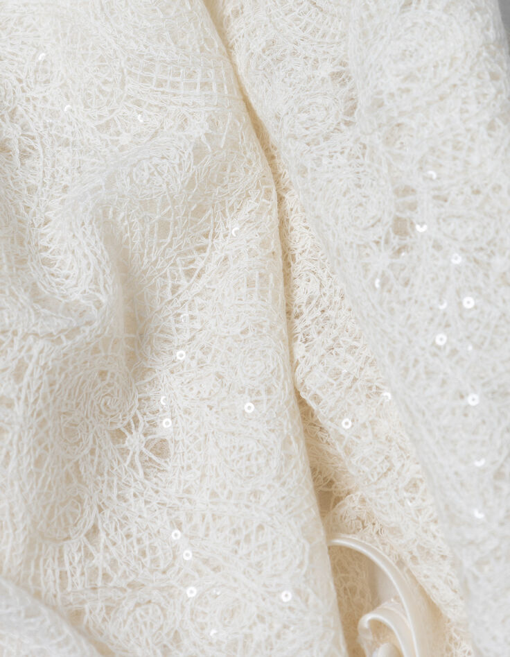 Damen kurze Bluse aus wei&szlig;er Spitze-10