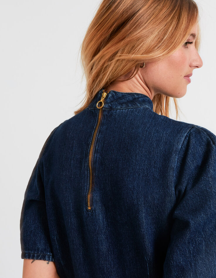Jeansjurk authentiek donkerblauw opstaande kraag I.Code-4