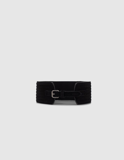 Cintur&oacute;n ancho negro ante ideal para vestidos mujer - IKKS