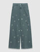 Edie Damen Jeans mit hoher Taille und weitem Bein mit &Ouml;senmuster-7