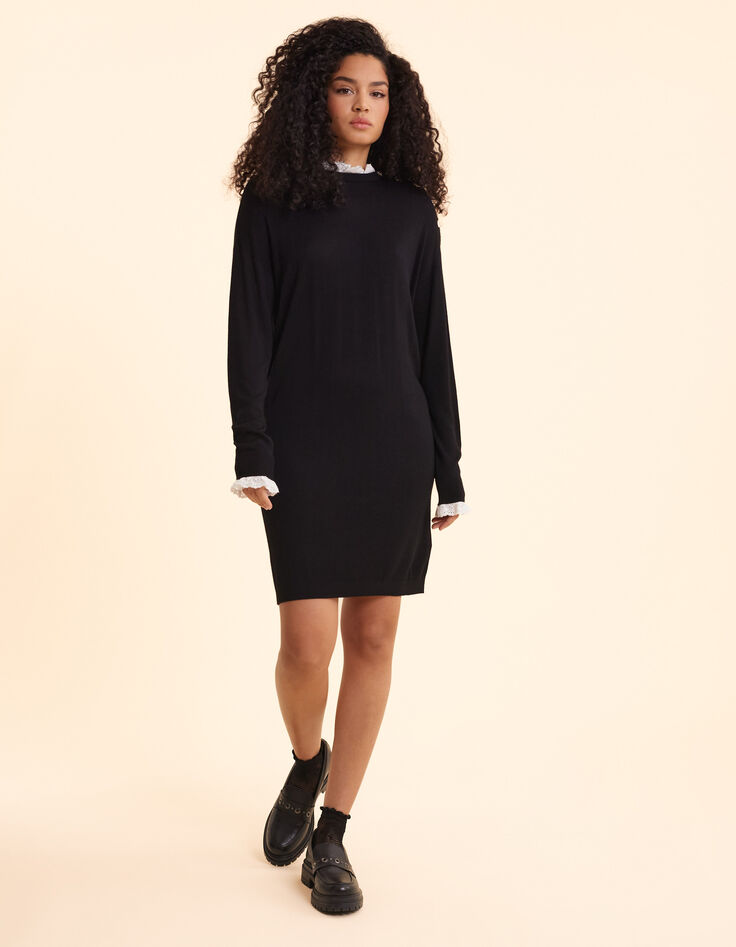 Schwarzes Strickkleid, englischer Stick I.Code-3