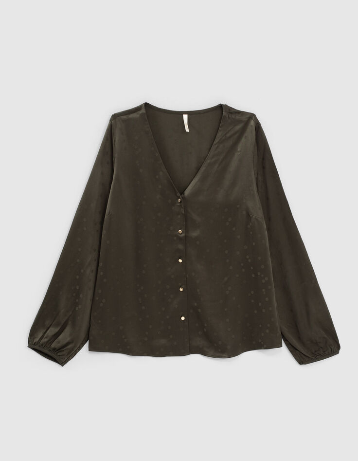 Blouse vert empire jacquard motif pois I.Code-4