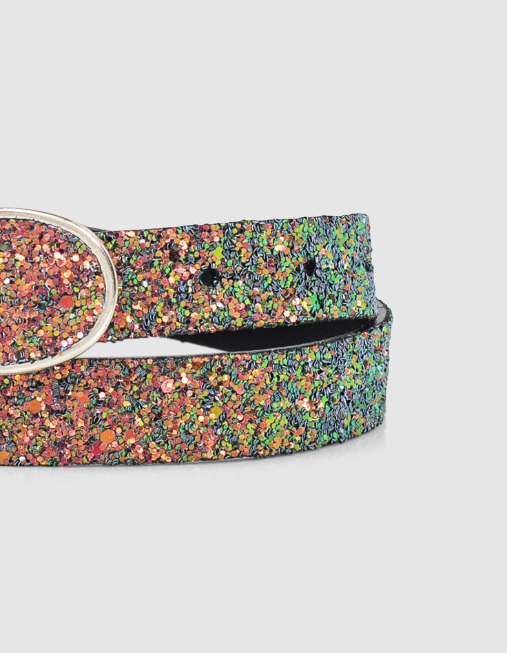 I.Code hot pink glittery leather belt-2