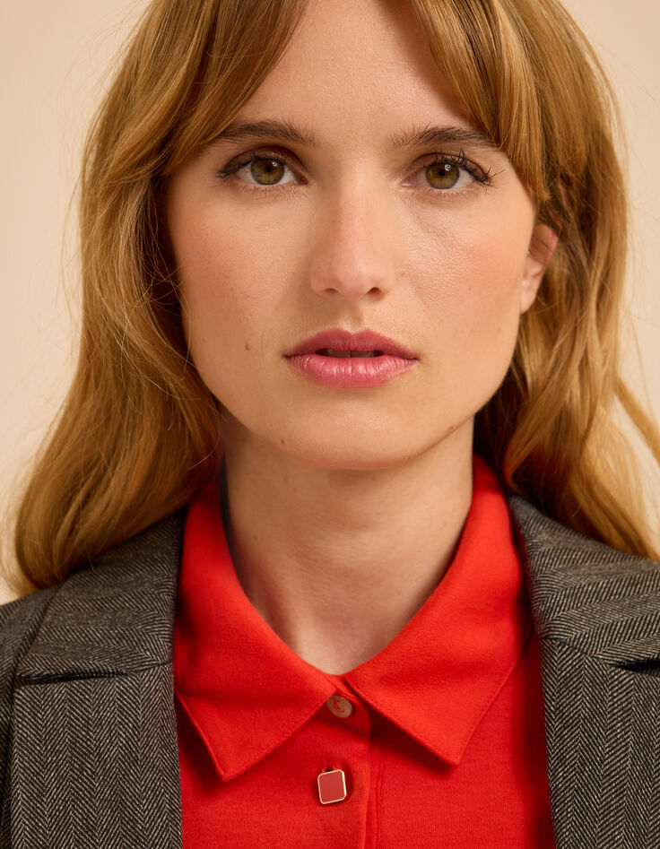Rotes Strick-Top mit Kentkragen I.Code-6 Rotes Strick-Top mit Kentkragen I.Code-6