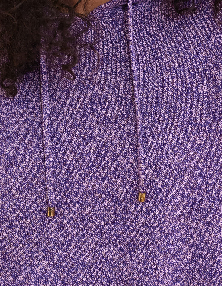 Pull à capuche parme tricot mouliné I.Code-6