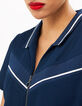 Robe marine zippée avec bords-côtes rayés I.Code-4