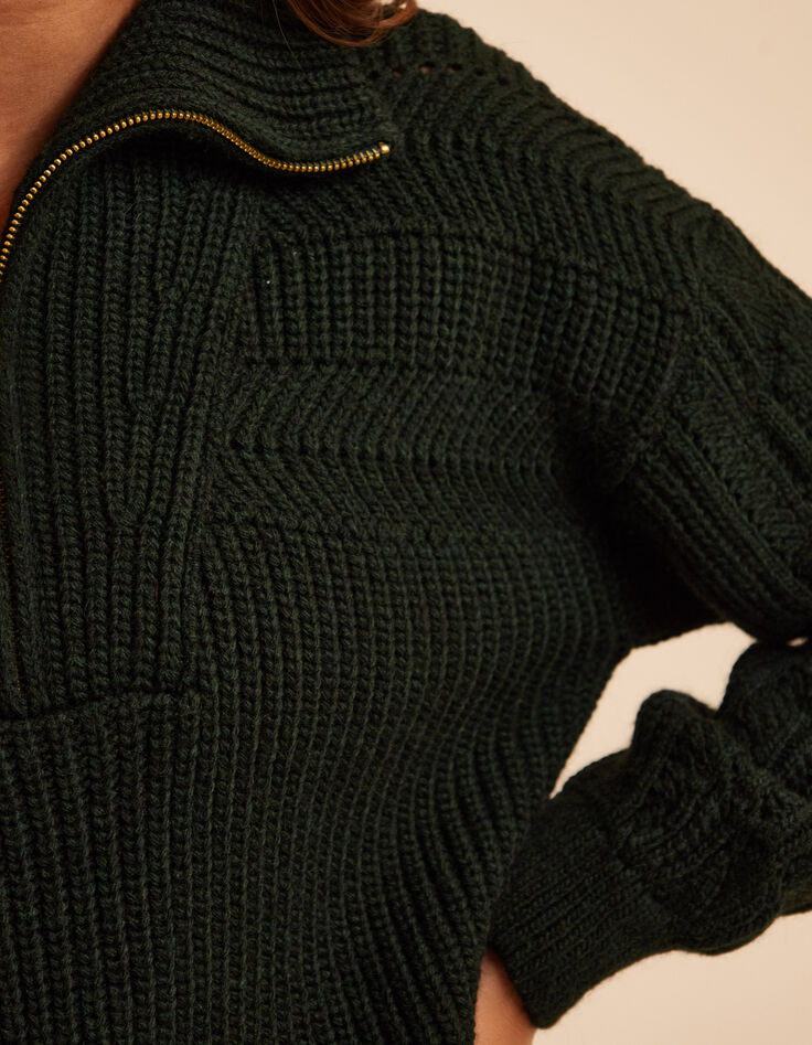 Pull camionneur vert tricot fantaisie I.Code-5