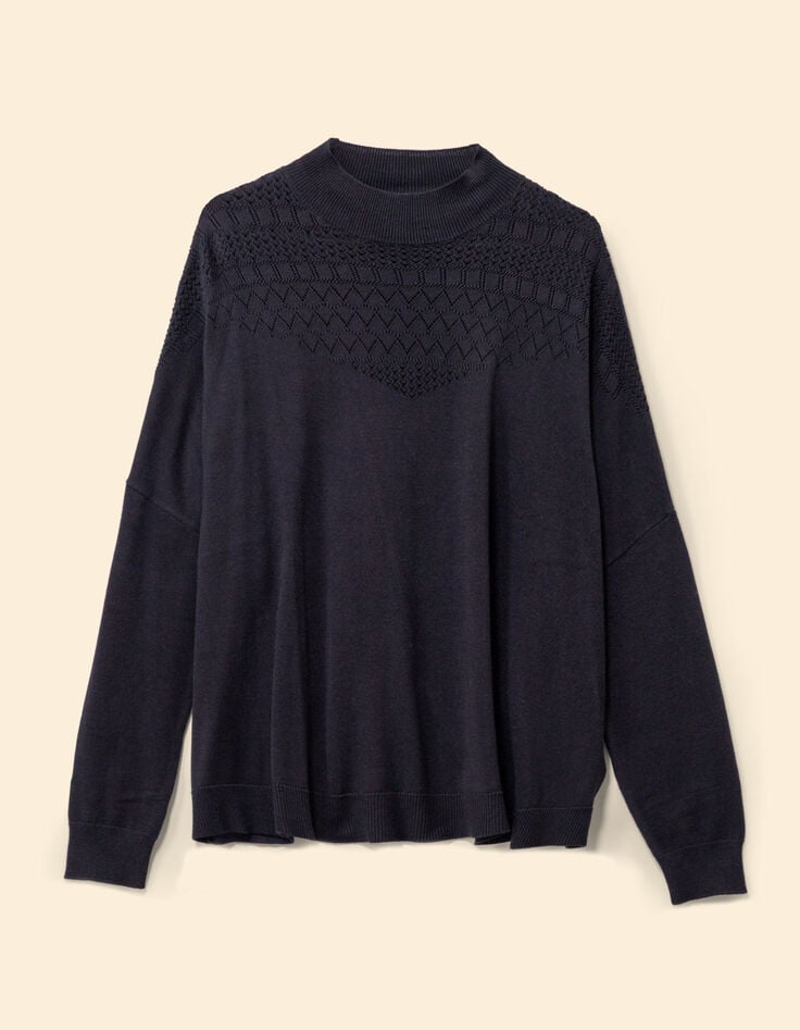 Jersey capa negro punto fino calado Cécile I.Code-1 Jersey capa negro punto fino calado Cécile I.Code-1