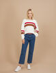 Jersey blanco roto de rayas rojo y caramelo I.Code-6