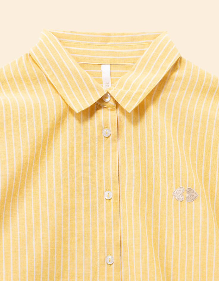 Chemise ray&eacute;e jaune logo brod&eacute; Femme-2