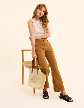 Wide-leg camel cropped jeans I.Code