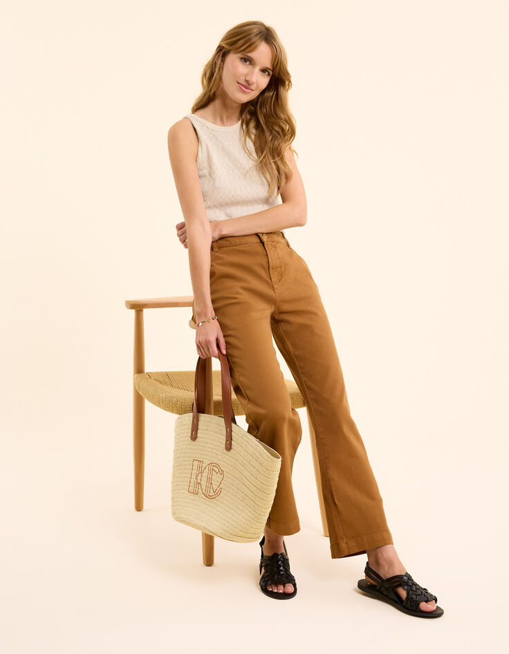 Jean large camel longueur cropped I.Code-1