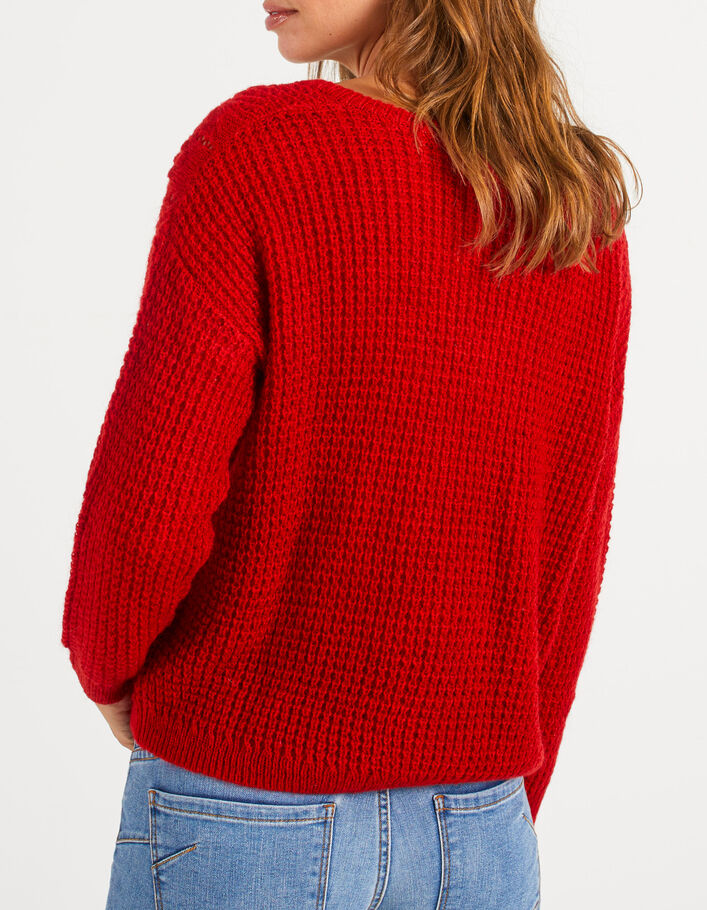 Pull candy red tricot mohair mélangé I.Code - I.CODE