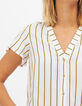 I.Code off-white vertical striped top-5